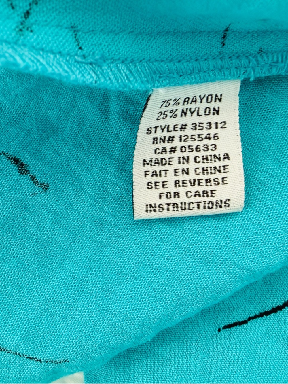 Habitat Turquoise Button-Front Tunic with Black Abstract Print - Picture 4 of 6